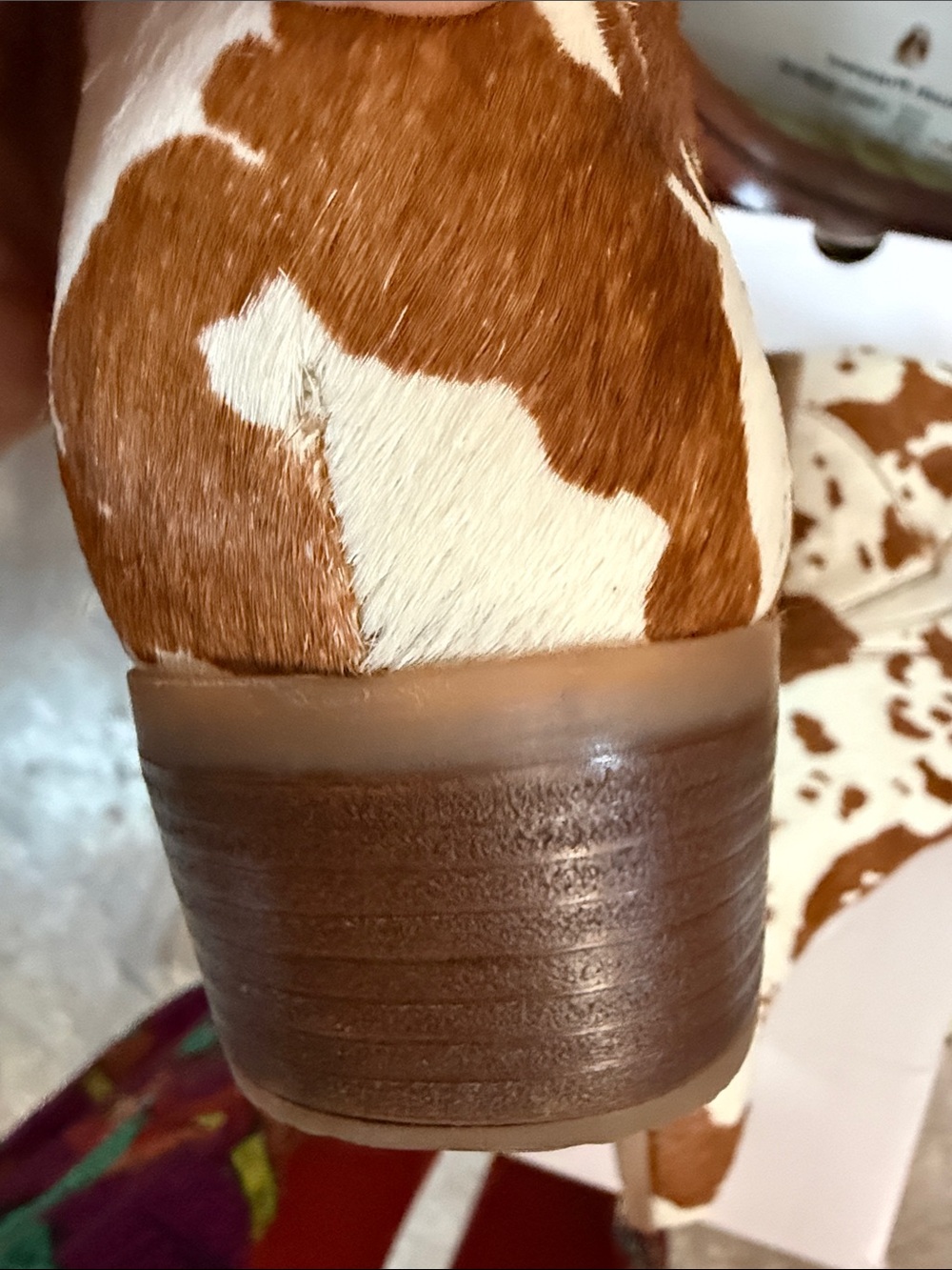 Hush Puppies Brown & White Cowhide Slip-On Mules - Picture 6 of 7
